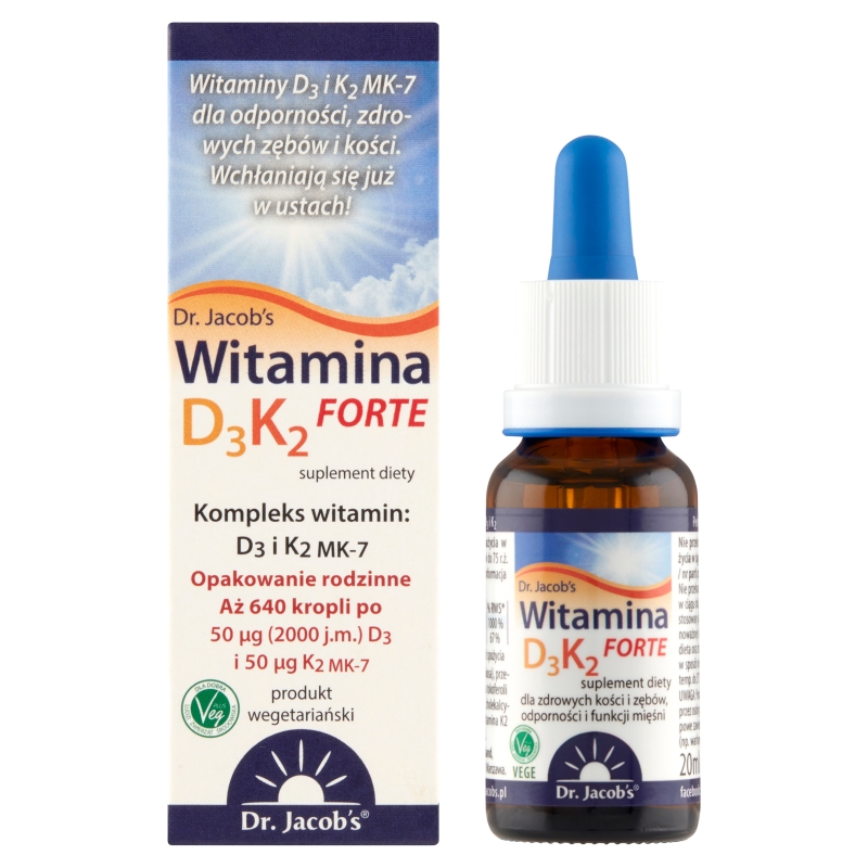 Dr. Jacob’s Witamina D3 K2 FORTE , krople w butelce, 20 ml