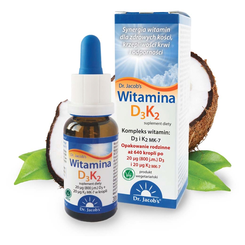 Dr. Jacob's Witamina D3K2, krople w butelce, 20 ml