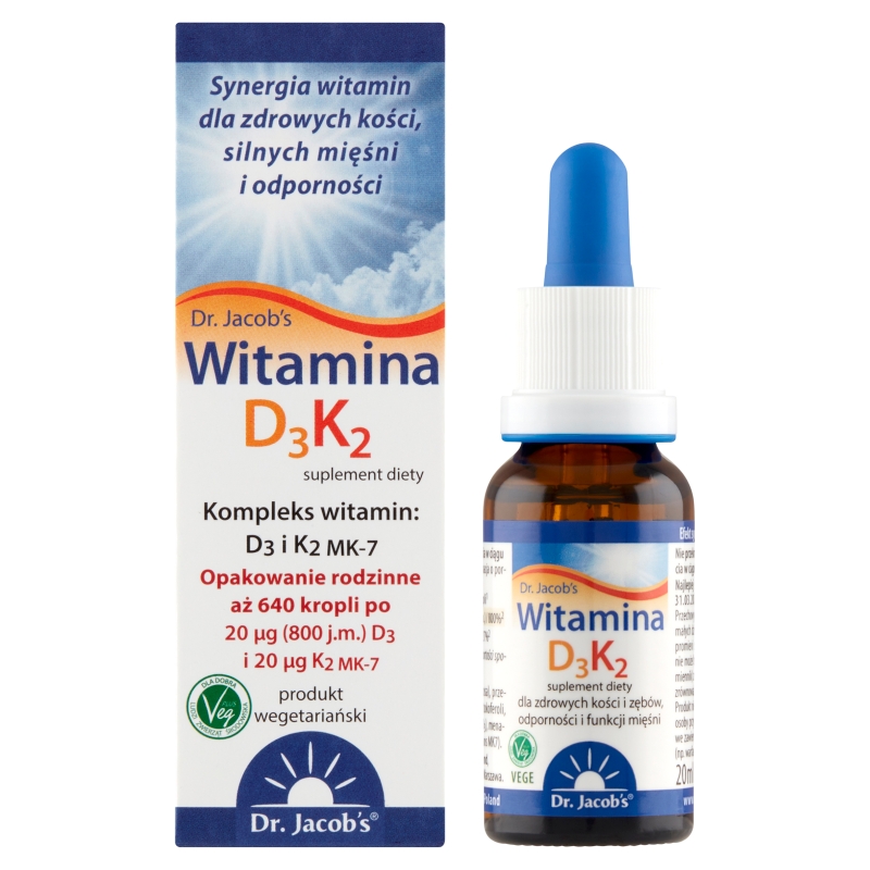 Dr. Jacob's Witamina D3K2, krople w butelce, 20 ml