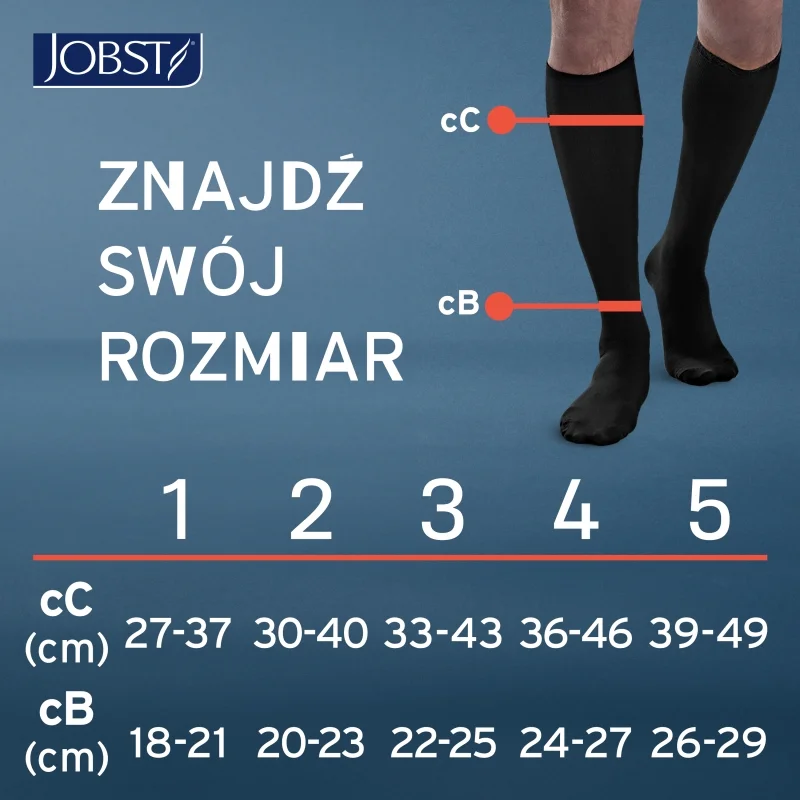 JOBST Travel, podkolanówki uciskowe dla podróżujących 15-20mmHg rozmiar 5 czarne, 1 para