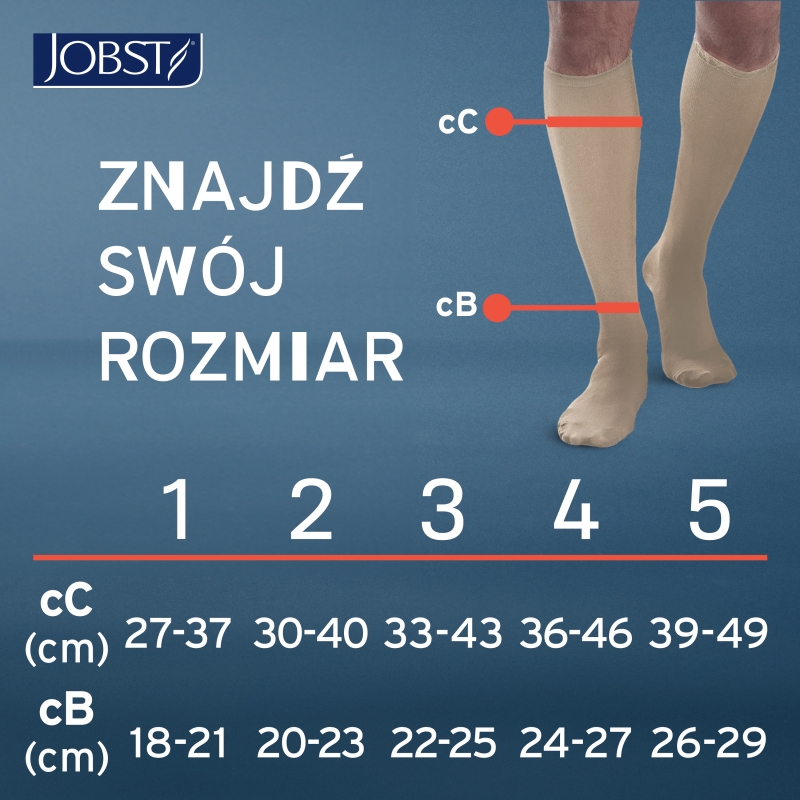 JOBST Travel, podkolanówki uciskowe dla podróżujących 15-20mmHg rozmiar 5 beż, 1 para