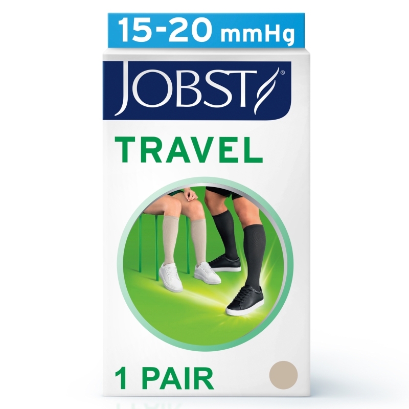 JOBST Travel, podkolanówki uciskowe dla podróżujących 15-20mmHg rozmiar 5 beż, 1 para