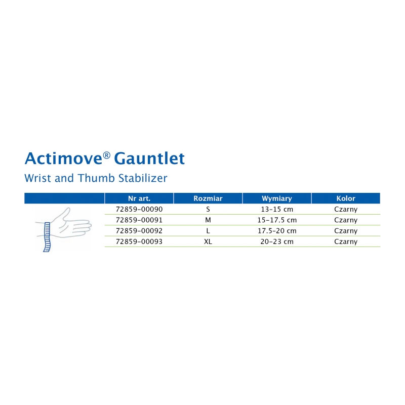 Actimove Gauntlet Wrist And Thumb Stabilizer, orteza stabilizująca nadgarstek i kciuk, 1 szt.