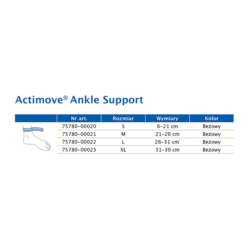 Actimove Ankle Support, opaska stawu skokowego BEIGE M, 1 szt.