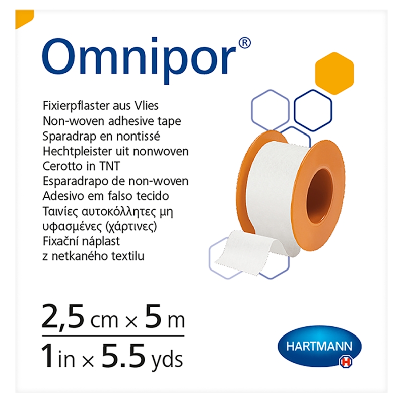 Plaster OMNIPOR,  włókninowy na kółku, 2,5 cm x 5 m