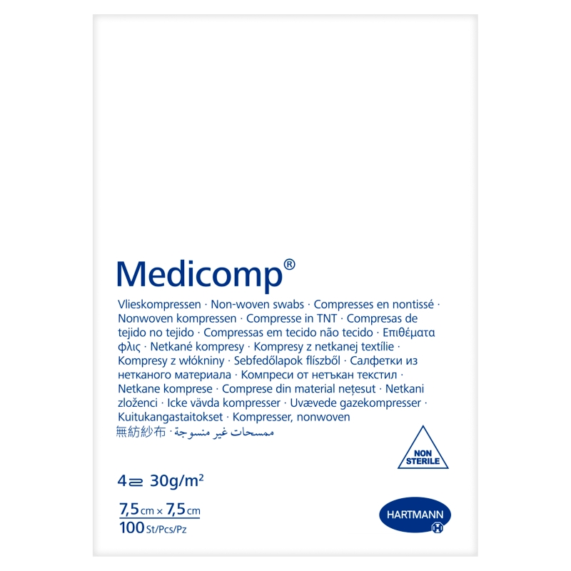 Kompresy MEDICOMP niejałowe, 7,5 cm x 7,5 cm, 100 szt.