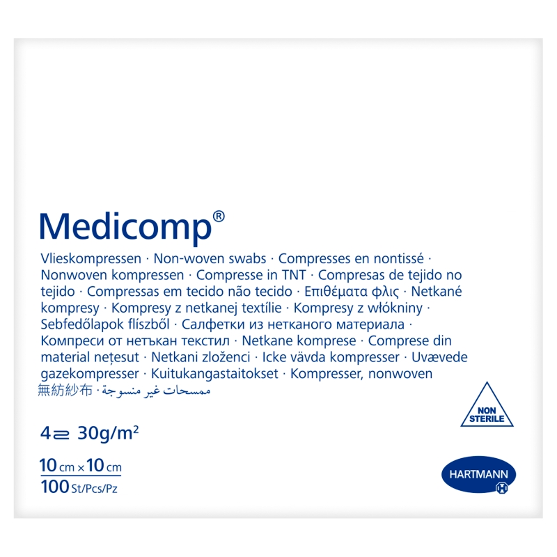 Kompresy MEDICOMP niejałowe, 10 cm x 10 cm, 100 szt.