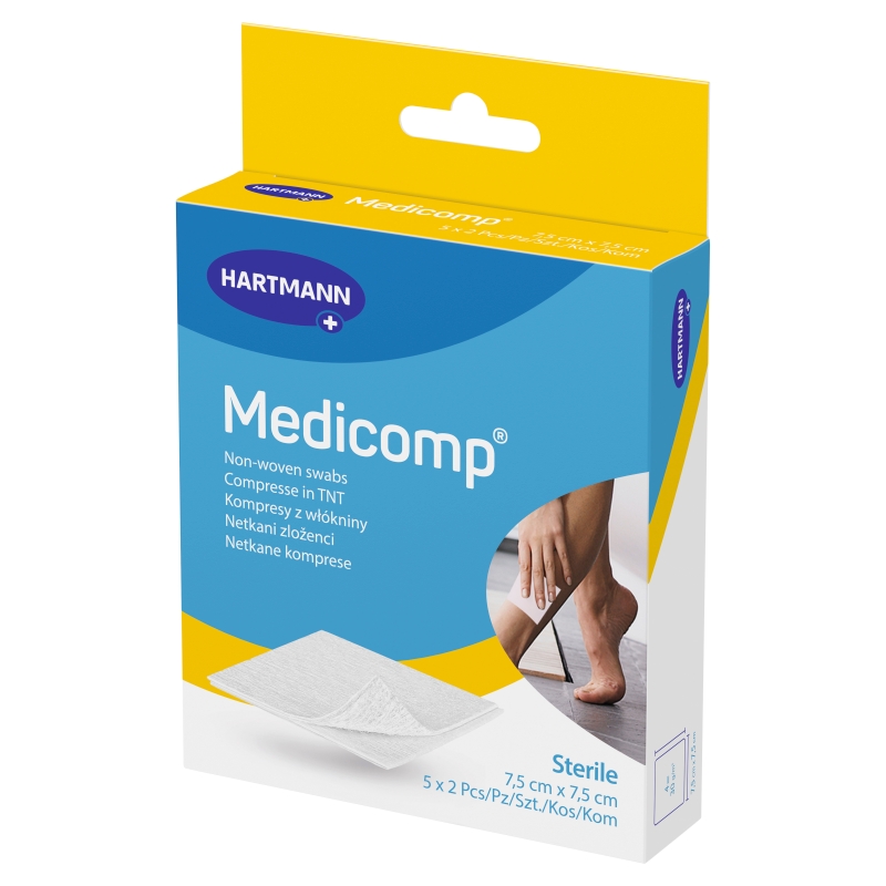 Kompresy MEDICOMP, z włókniny 7,5 x 7,5 cm, 10 szt.