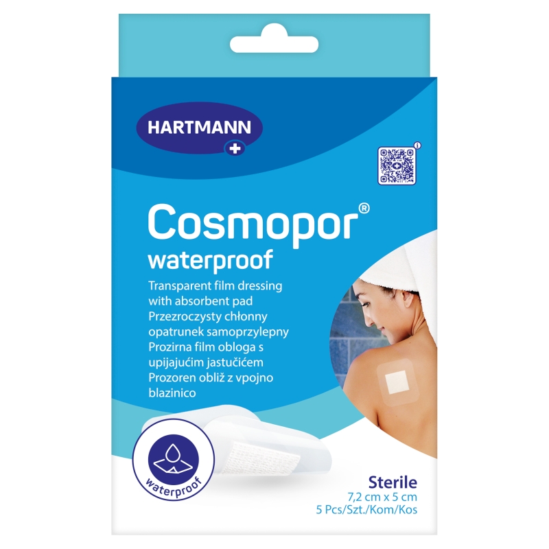 Cosmopor waterproof opatrunek samoprzylepny przezroczysty 7,2 cm x 5 cm, 5 szt.
