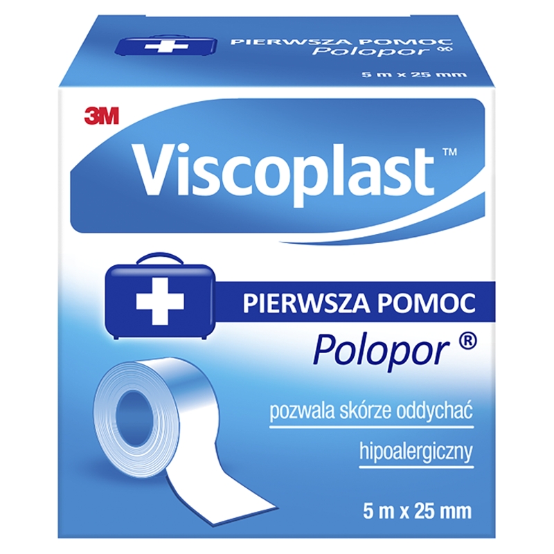 Viscoplast Polopor, przylepiec włókninowy, hipoalergiczny, 5 m x 25 mm, 1 szt.