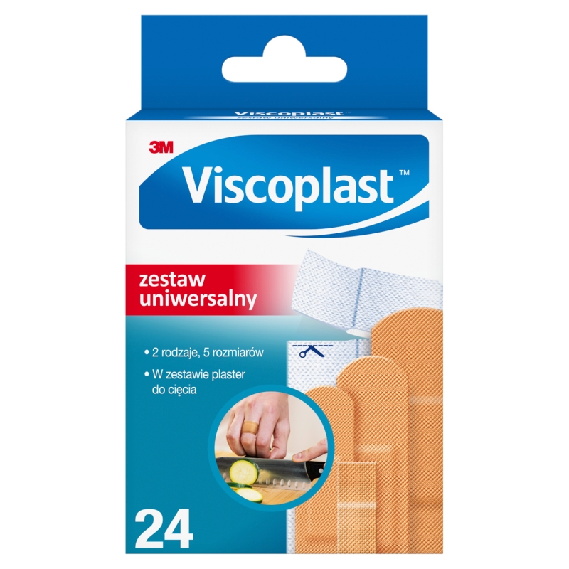 Viscoplast Zestaw Uniwersalny plastry z opatrunkiem, 2 rodzaje, 5 rozmiarów, 24 szt.