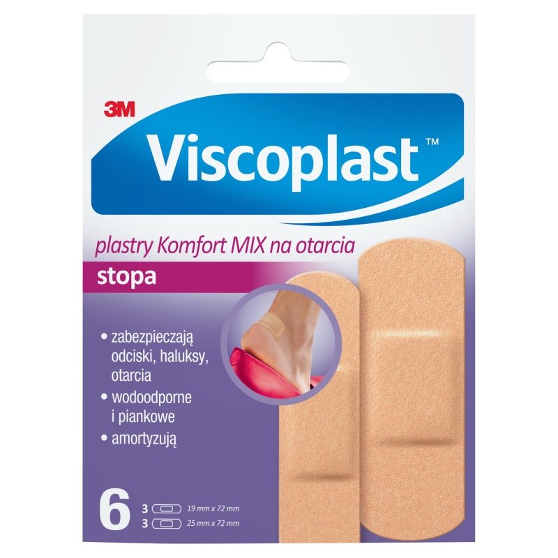 Viscoplast Komfort Mix, plastry na otarcia stóp, 6 szt.