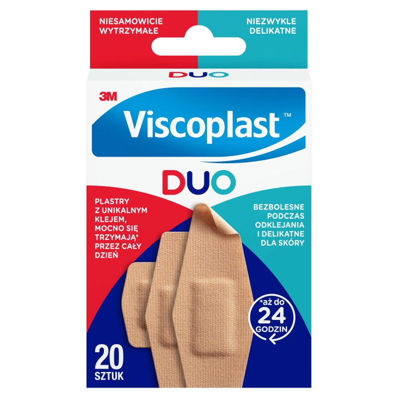 Viscoplast Duo, plastry z mocnym klejem, delikatne dla skóry, 20 szt.