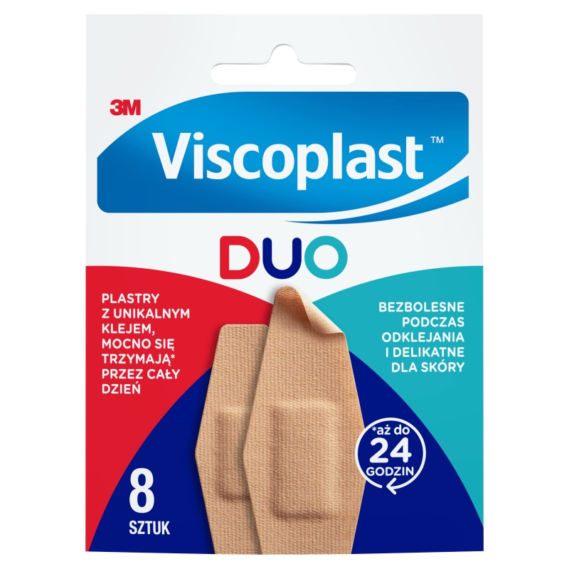 Viscoplast Duo plastry bezbolesne podczas odklejania dla skóry, 8 szt.