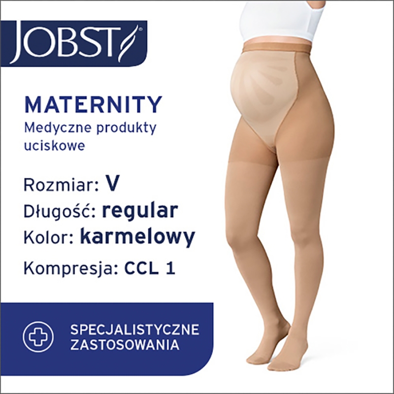 JOBST Maternity Opaque, rajstopy uciskowe dla kobiet w ciąży, CCL1 karmel, rozmiar 5 ZP, 1 para