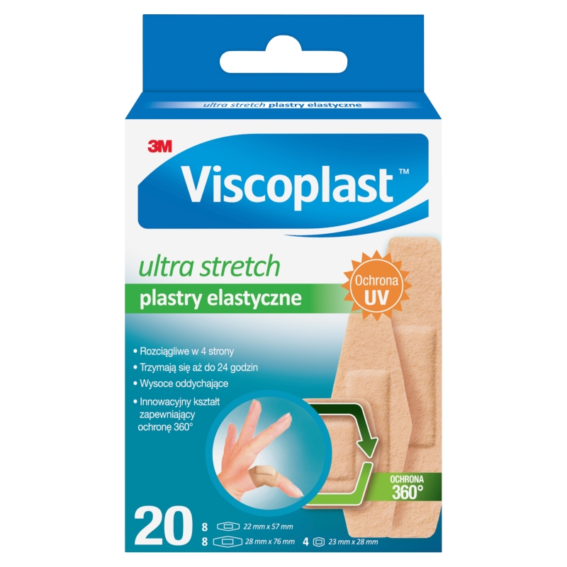Viscoplast Ultra Stretch , plastry elastyczne oddychające różne rozmiary, 20 szt.