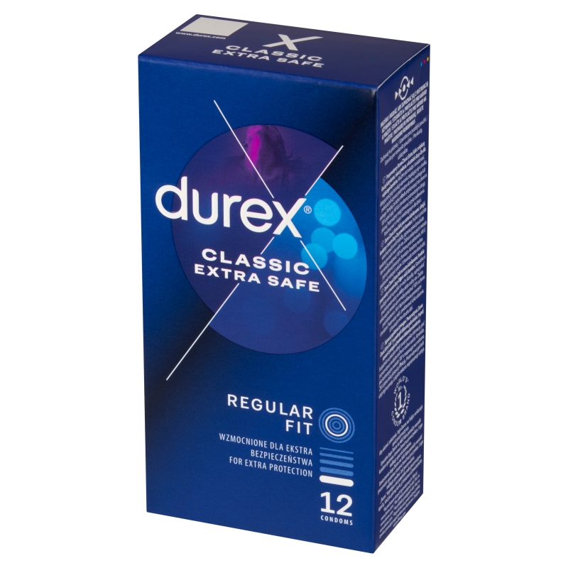 Durex Extra Safe, prezerwatywa odrobinę grubsza z większą ilością żelu nawilżającego, 12 szt.