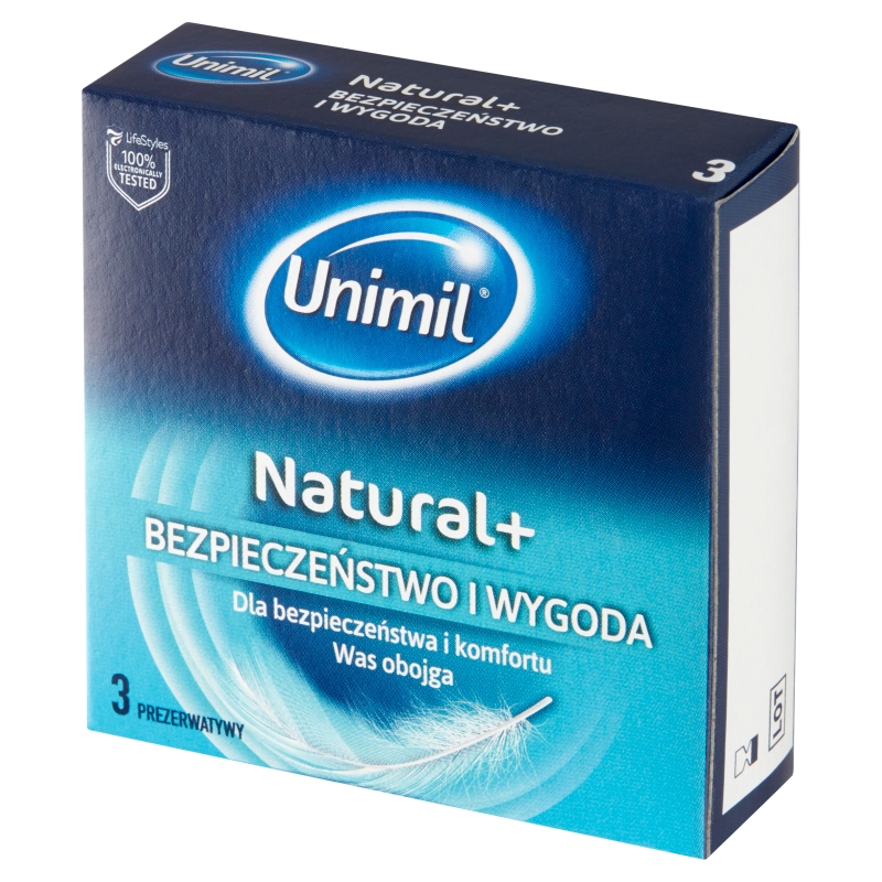 Unimil Natural+, prezerwatywy, 3 szt.