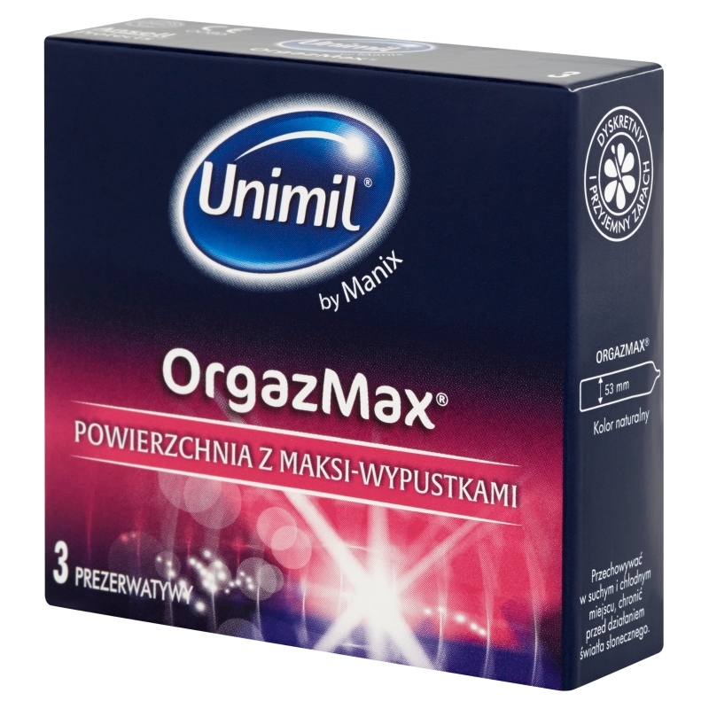 Unimil OrgazMax, prezerwatywy z wypustkami, 3 szt.
