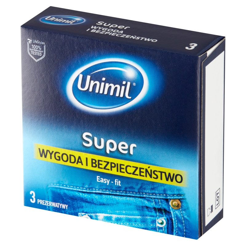 UNIMIL Super Easy-Fit , klasyczne lateksowe prezerwatywy 3 szt.