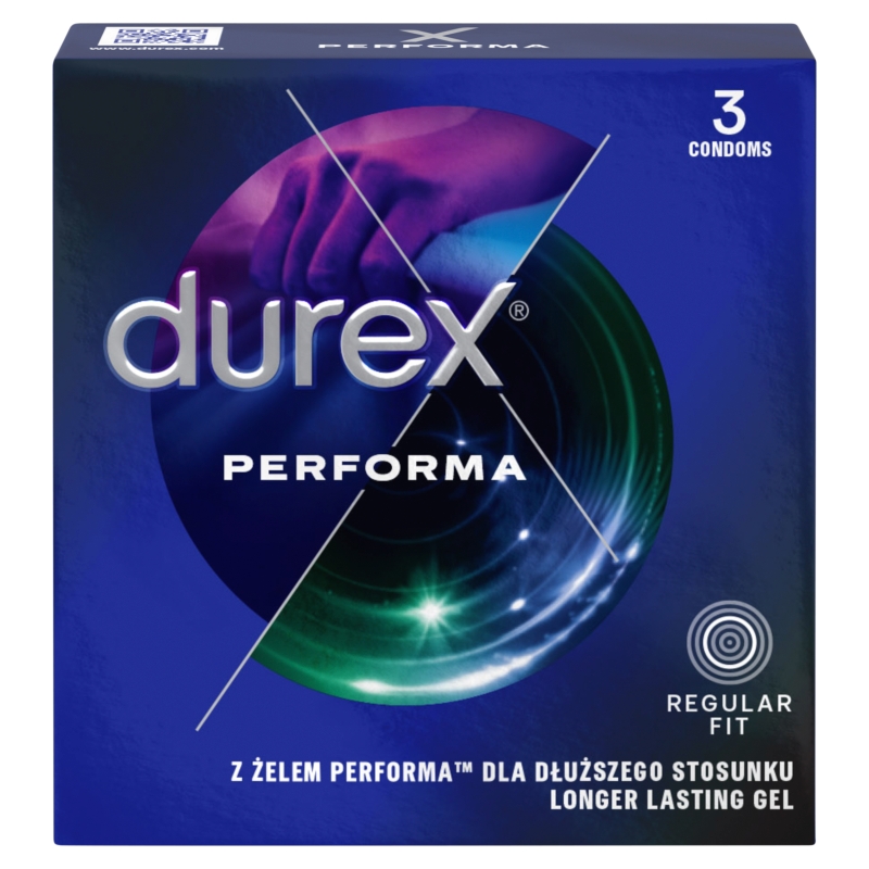 Durex Performa, prezerwatywa z lubrykantem przedłużającym stosunek, 3 szt.