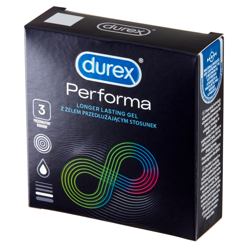 Durex Performa, prezerwatywa z lubrykantem przedłużającym stosunek, 3 szt.