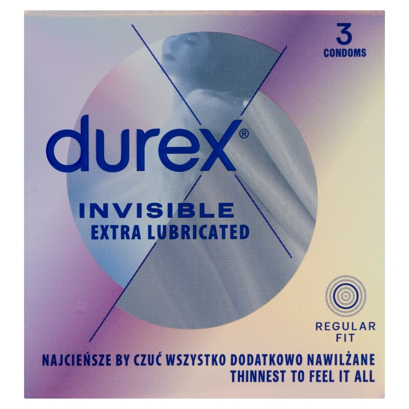 Durex Invisible, dodatkowo nawilżane prezerwatywy, 3 szt.