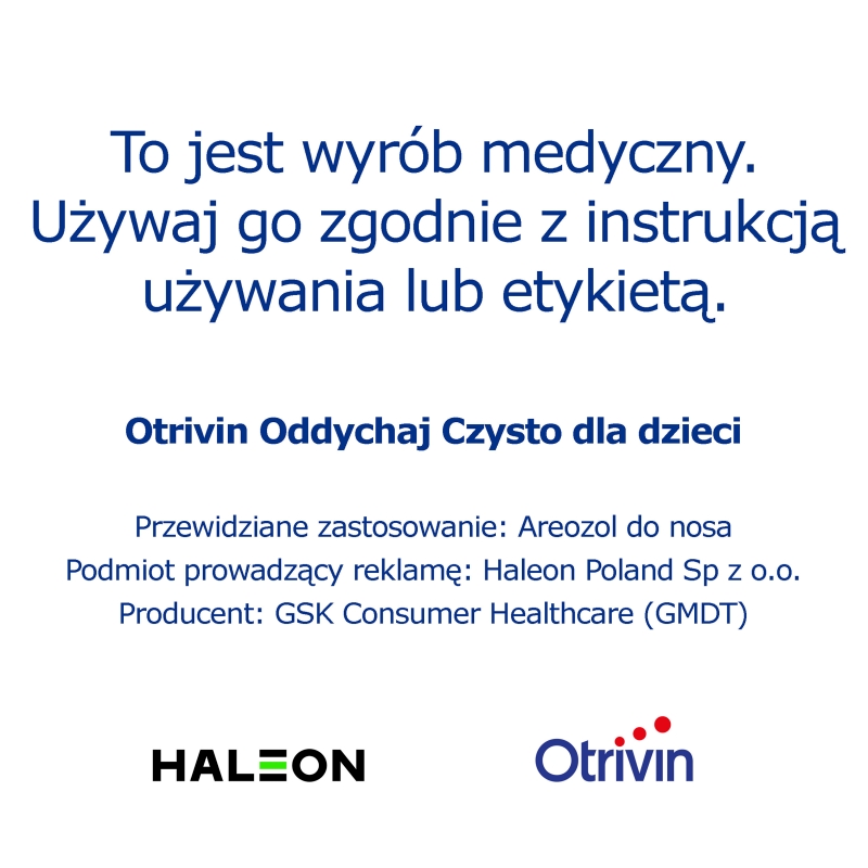 Otrivin Oddychaj Czysto dla dzieci, aerozol usuwający z nosa zanieczyszczenia i alergeny od 2. tygodnia życia, 100 ml