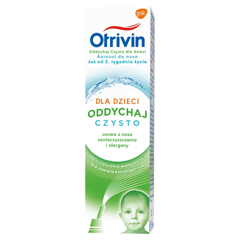 Otrivin Oddychaj Czysto dla dzieci, aerozol usuwający z nosa zanieczyszczenia i alergeny od 2. tygodnia życia, 100 ml