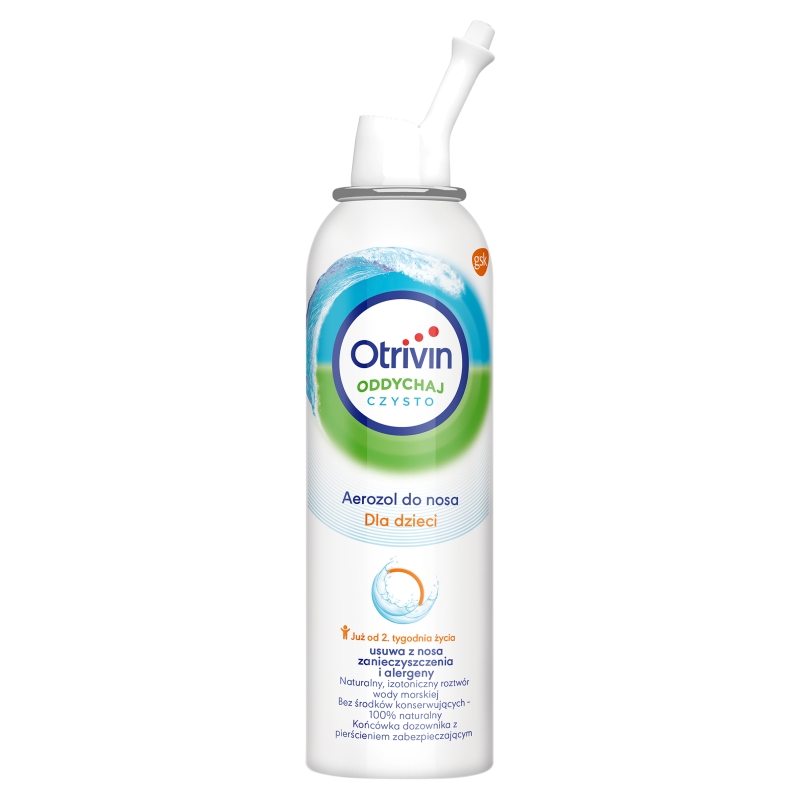 Otrivin Oddychaj Czysto dla dzieci, aerozol usuwający z nosa zanieczyszczenia i alergeny od 2. tygodnia życia, 100 ml