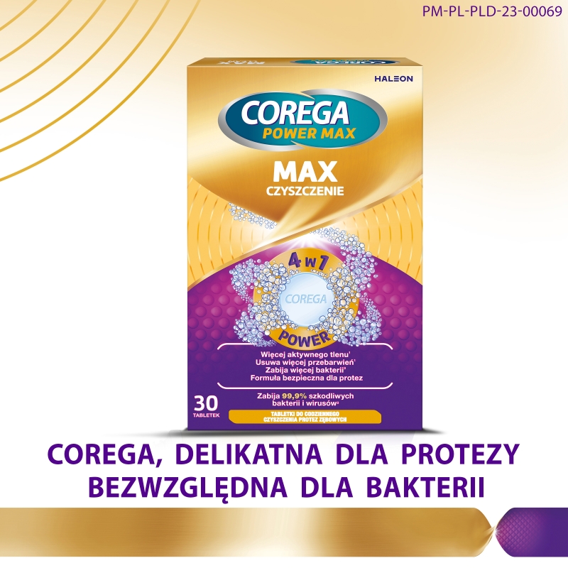 Corega Power Max Czyszczenie, tabletki do czyszczenia protez, 30 szt.