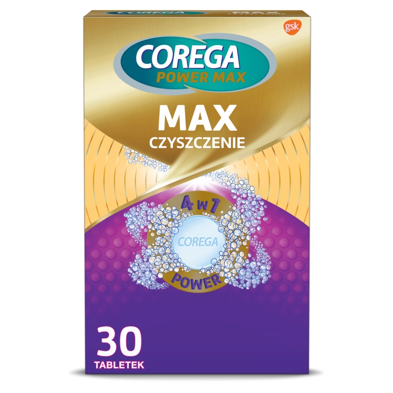 Corega Power Max Czyszczenie, tabletki do czyszczenia protez, 30 szt.