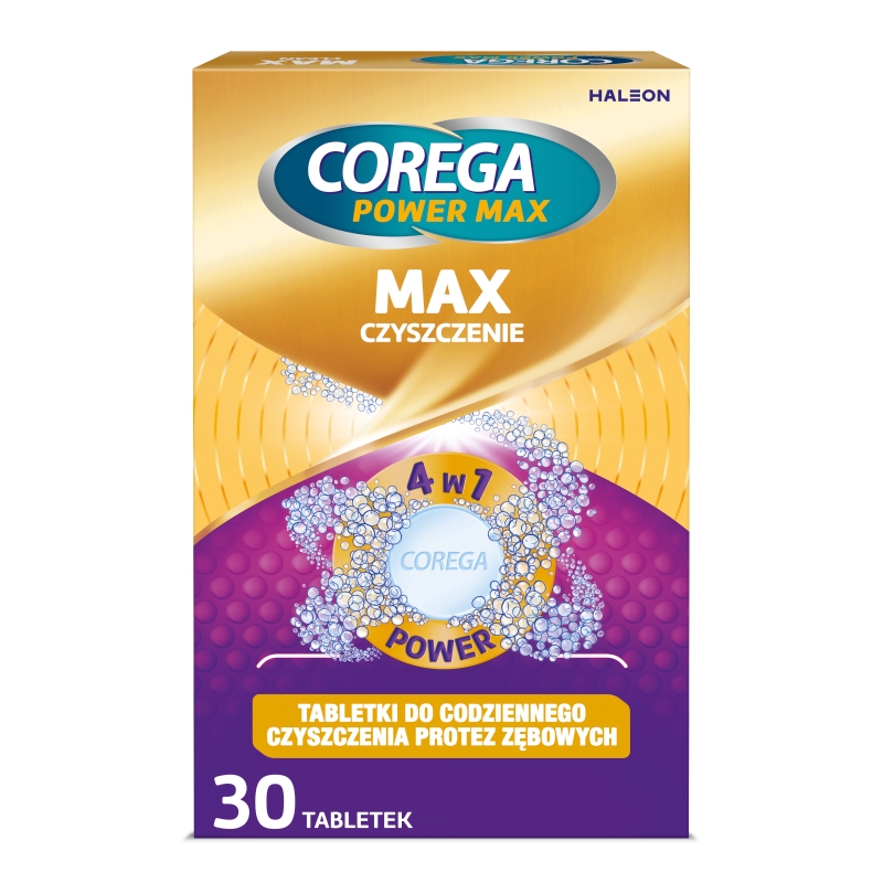 Corega Power Max Czyszczenie, tabletki do czyszczenia protez, 30 szt.