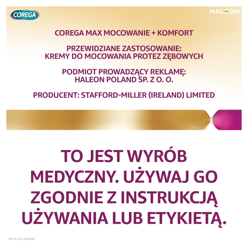 Corega Max Mocowanie + Komfort , krem mocujący do protez neutralny , 40g