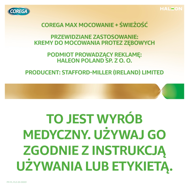 Corega Power Max Mocowanie + Świeżość, Krem mocujący do protez, mocno miętowy, 40 g