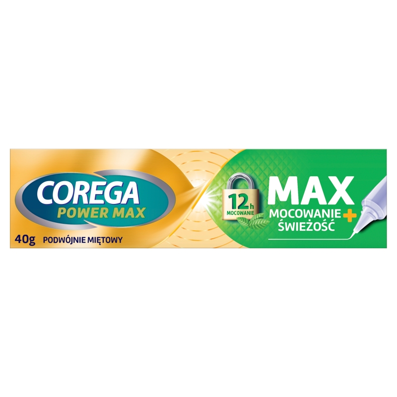 Corega Power Max Mocowanie + Świeżość, Krem mocujący do protez, mocno miętowy, 40 g