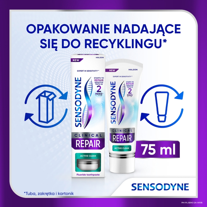 Sensodyne Clinical Repair Active Clean, pasta, 75 ml