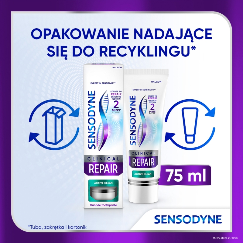 Sensodyne Clinical Repair Active Clean, pasta, 75 ml