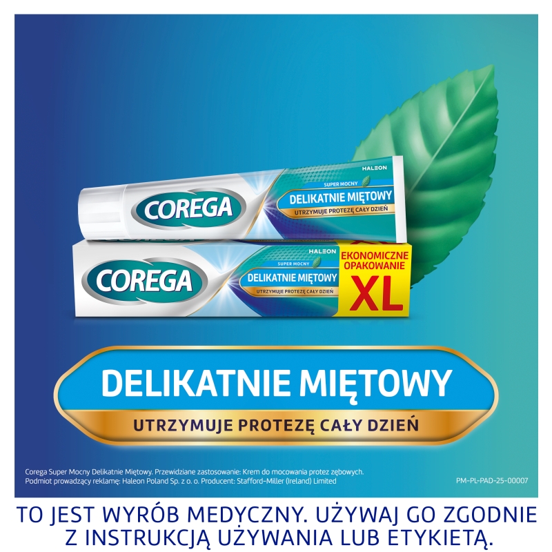 Corega Super Mocny, krem mocujący do protez zębowych, delikatnie miętowy, 70g