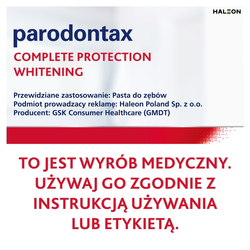Parodontax Complete Protection Whitening, pasta wybielająca do zębów, 75  ml