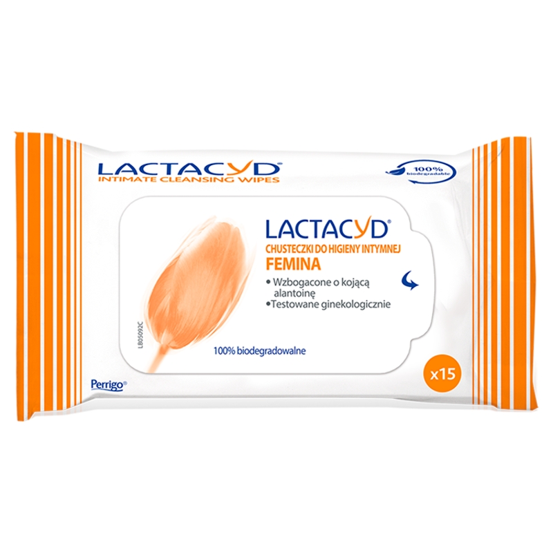 Lactacyd FEMINA, chusteczki do higieny intymnej, 15 szt.