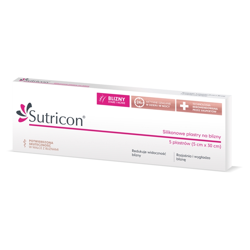 Sutricon, plastry silikonowe na blizny, 5 x 30 cm, 5 szt.