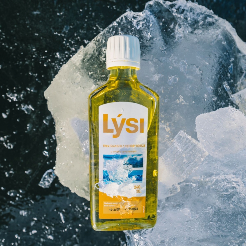 Lysi Tran Islandzki, cytrynowy, 240 ml