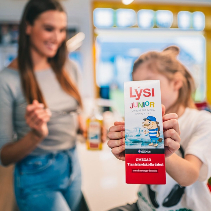 LYSI Tran Islandzki dla dzieci, mango-limonka, 240 ml