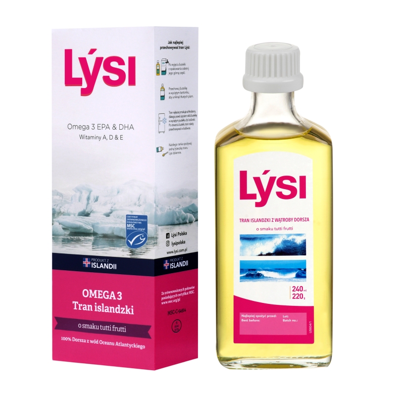 Lysi Tran Islandzki, tutti Frutti 240 ml