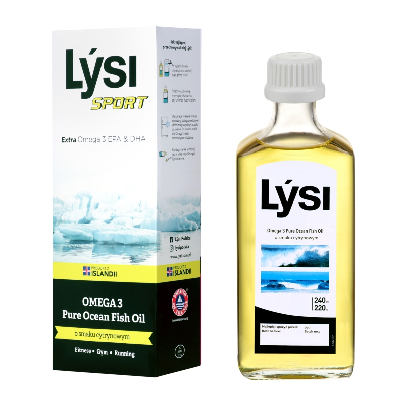 Lysi Sport Omega 3 Pure Ocean , tran, smak cytrynowy 240 ml