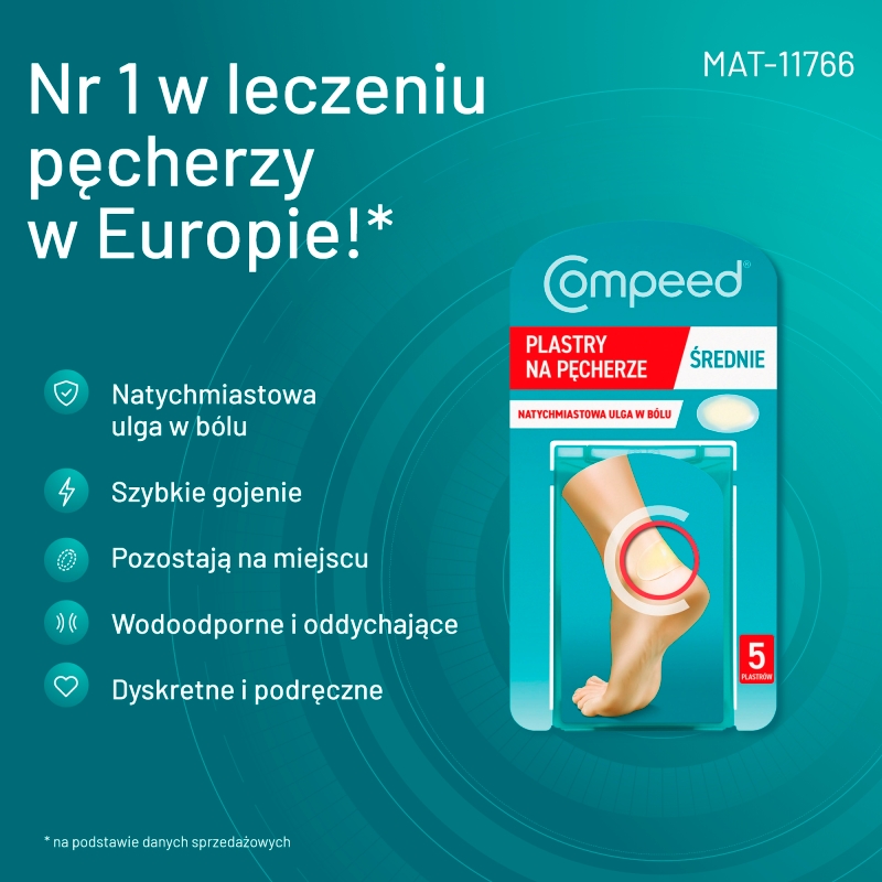 Compeed , plastry na pęcherze rozmiar średni, 5 szt.