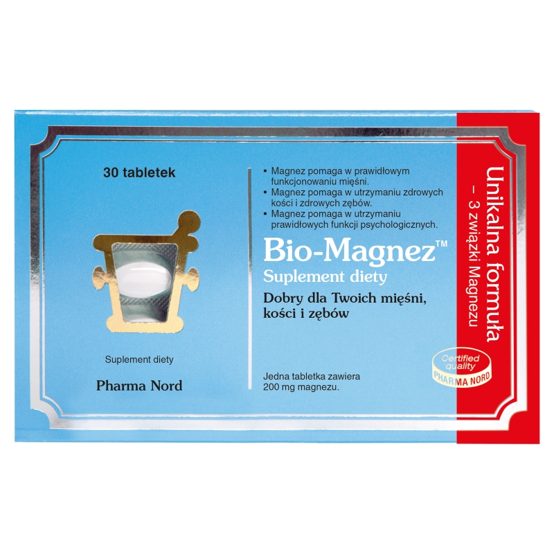 Bio-Magnez , tabletki ze składnikami wspierającymi mięśnie, kości i zęby, 30 szt.