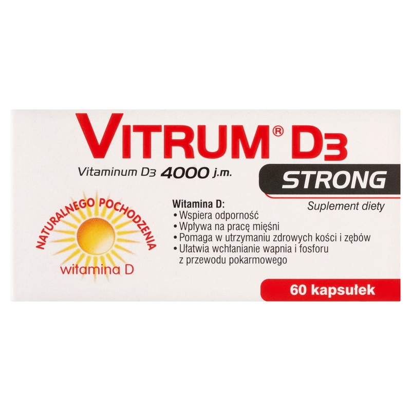 VITRUM D3 STRONG , kapsułki miękkie uzupełniające dietę w witaminę D3, 60 szt.