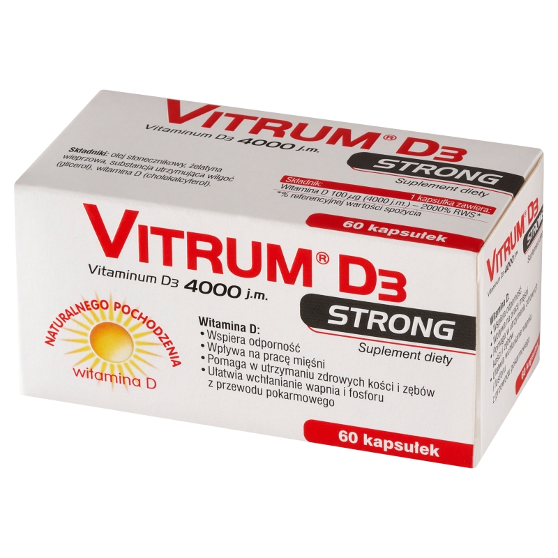 VITRUM D3 STRONG , kapsułki miękkie uzupełniające dietę w witaminę D3, 60 szt.